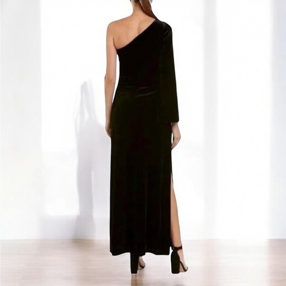 🌻NEW w.tag French Connection Black Velvet One Shoulder Maxi Dress Size 4 - Picture 6 of 13